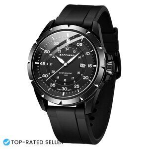 Classic Analog Watch with Date Display Luminous Waterproof Silicone Strap